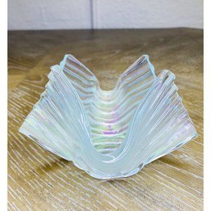 Studio Glass‎ Handkerchief Vase Votive Iridescent Aurene Textured Signed